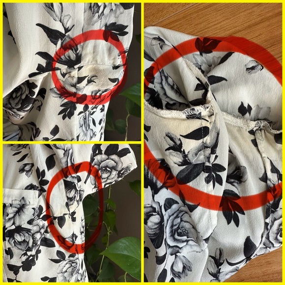 White House Black Market Black and White Floral Button Down Shirt - Picture 9 of 9